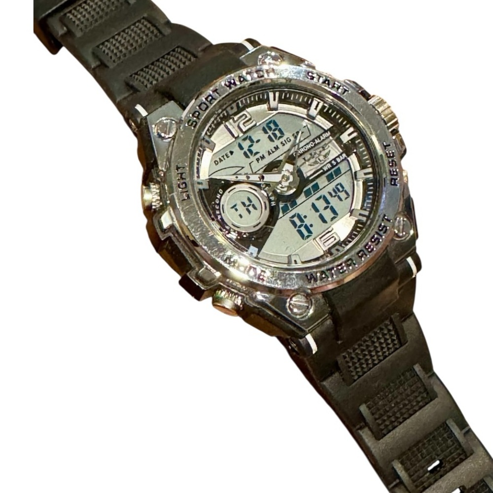 Men’s LIGE dual display black quartz digital sports watch